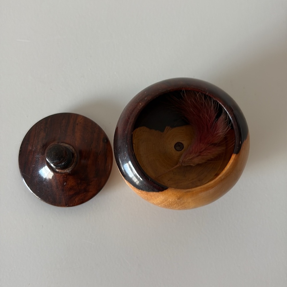 SOLD • Small Hand Turned Wooden Bowl with Lid 1.5” Tall - Picture 8 of 10